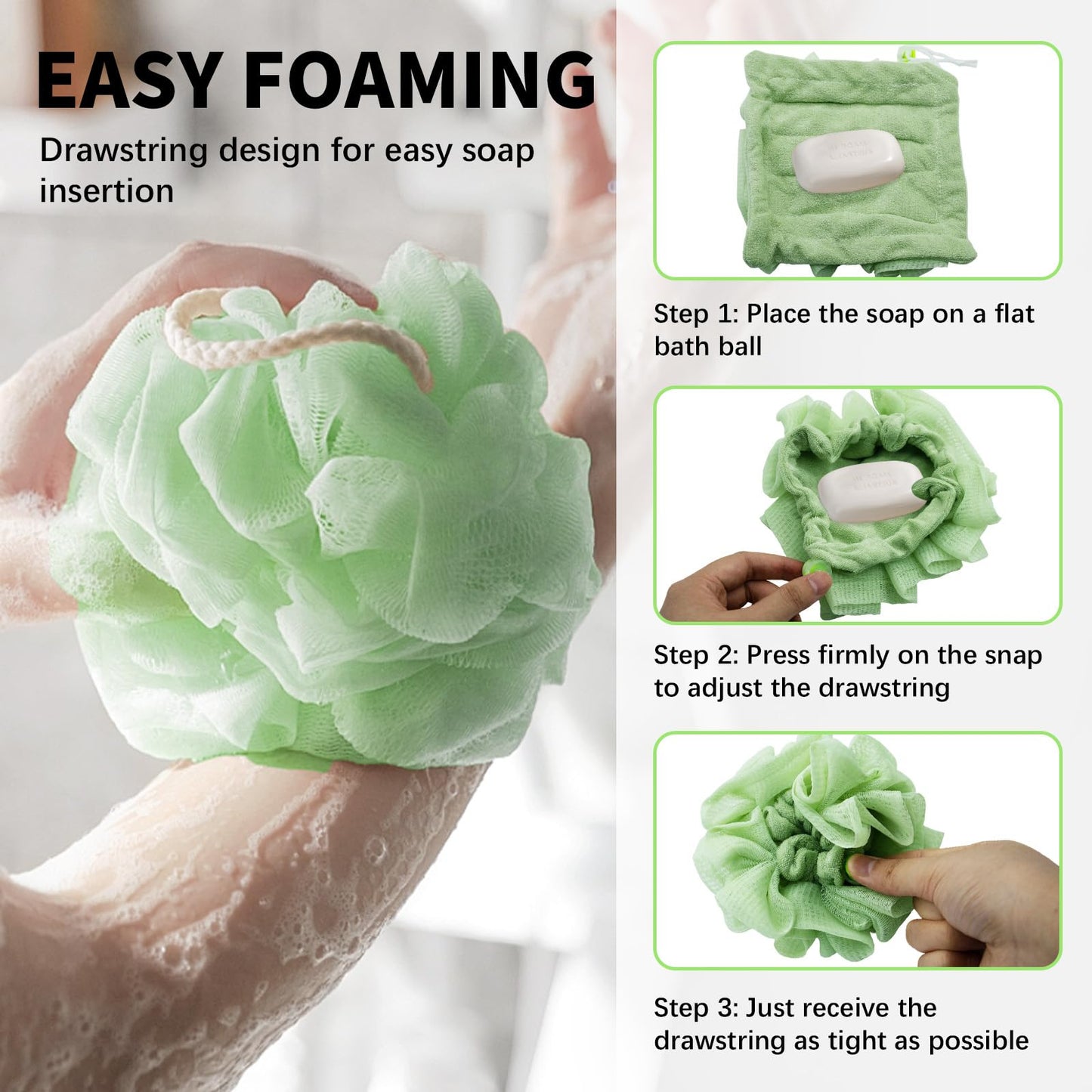 2 in 1 Loofah Cloth 2PCS Soap Bar Loofah, Remove the Cuticle, Clean and Smooth Skin, Suitable for Bath Shower