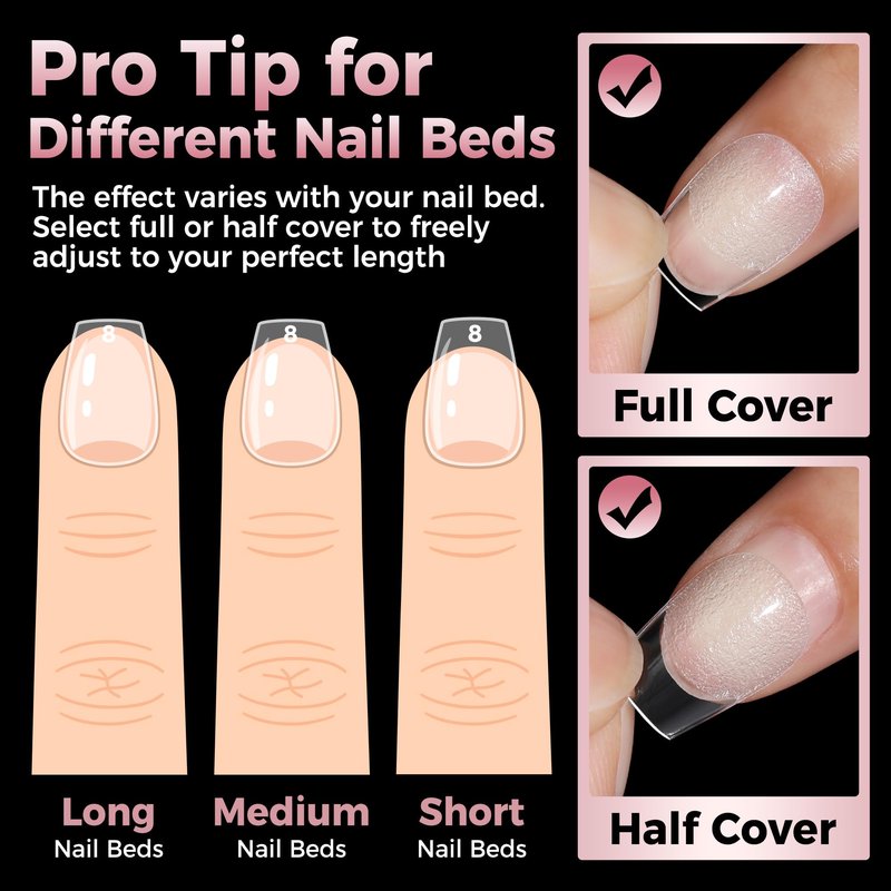 Luckyfariy Extra Short Coffin Nail Tips, 240Pcs Pre-shaped Half Matted Full Cover Ballerina Fake Nails Press on Extension, Soft Gel Clear Tips Home DIY Mani 12 Sizes