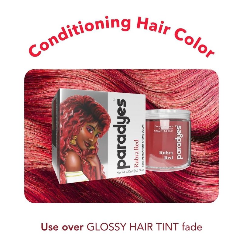 Paradyes Rubra Red Semi Permanent Conditioner Based Hair Color Enriched with Vegan, Natural and Herbal Hair dyes - lasts up to 8-10 washes (4.2 oz)