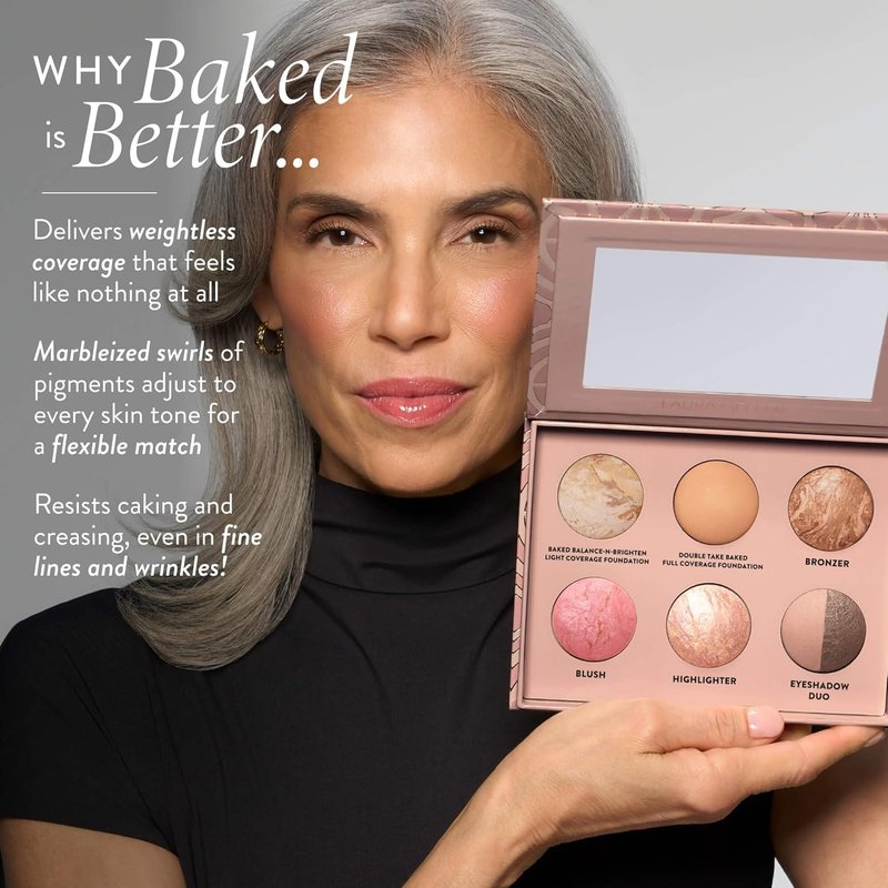 LAURA GELLER Baked Icons Complete Full Face Palette, Medium | All-in-One Makeup Palette with Baked Foundations, Blush, Bronzer, Highlighter, Eyeshadows | Coverage for Mature Skin | Travel-Friendly