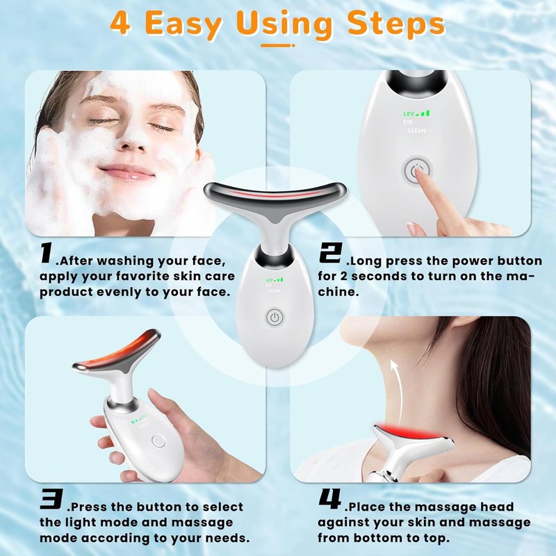 Skiennix Facial Beauty Device - Triple Action LED Face Massager with 7 Color Options | Glossy White