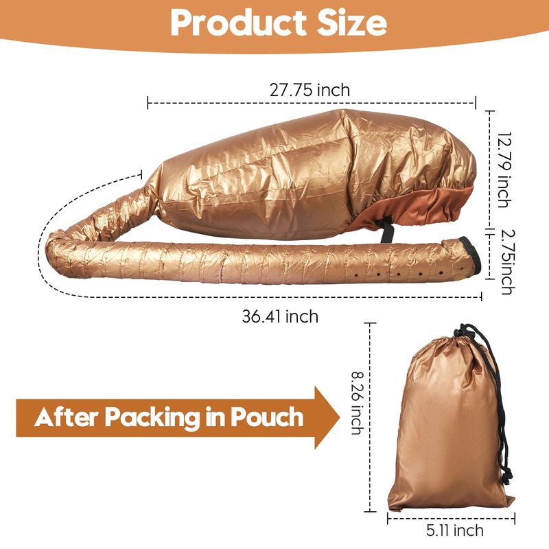 Bonnet Hair Dryer Attachment with Adjustable Headband-Large Hooded Hair Dryer Cap for Drying Fast at Home,Easy to use for Hair stying,Curling Hair Care Fast Drying (Gold)