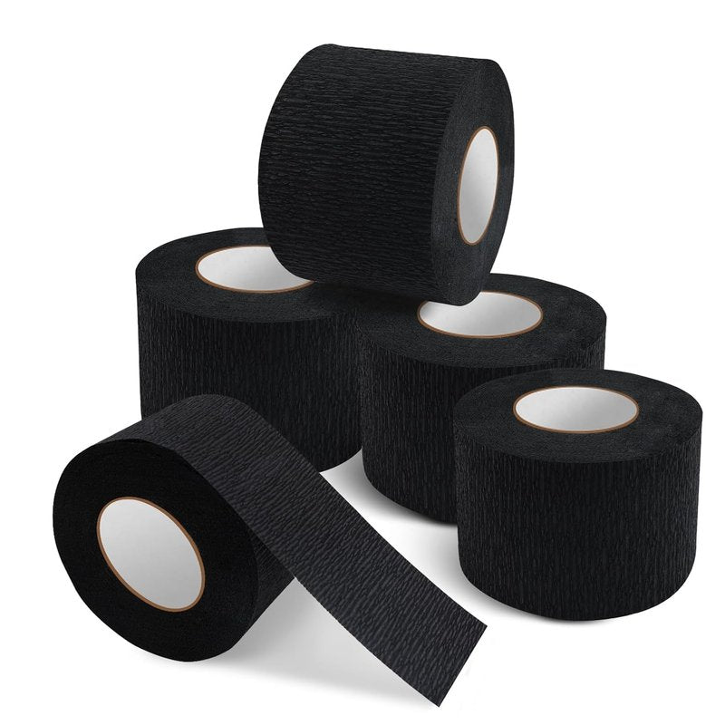 NICEMOVIC Disposable Barber Neck Strips - 5 Rolls of Stretchy Paper for Professional Salon Haircuts | Black