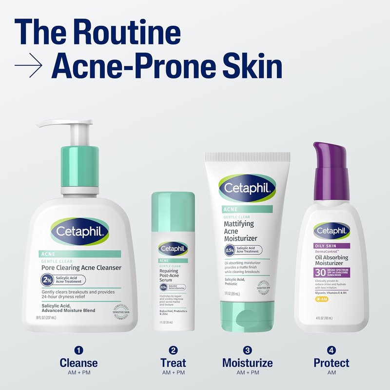 Cetaphil Gentle Clear Acne Cleanser - Foaming Gel for Sensitive Skin | 8 Fl Oz with 2% Salicylic Acid