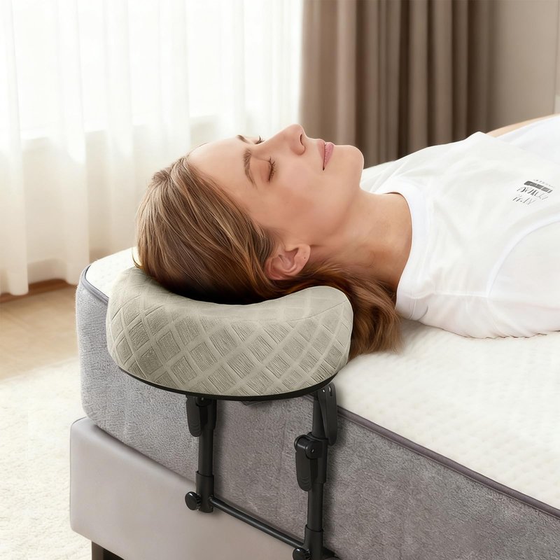 KONOVOLY Massage Headrest for Bed with Washable Pillowcase, Adjustable Home Mattress Top Massage Kit, Headrest Face Cushion, After Eye Surgery Face Down Pillow (Light Yellow)