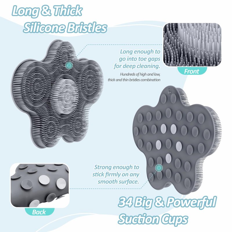 GEENOA Silicone Shower Back & Foot Scrubber Mat