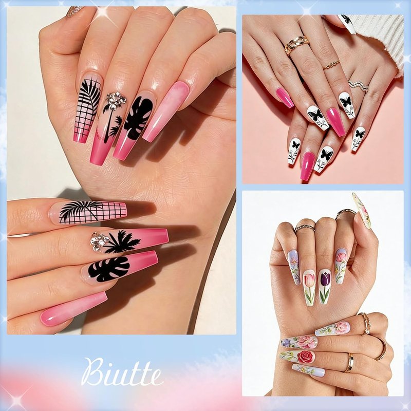 Biutee Nail Stamping Kit - 15 Floral & Animal Plates with Clear Stamper & Scrapers | DIY Nail Art for Beginners