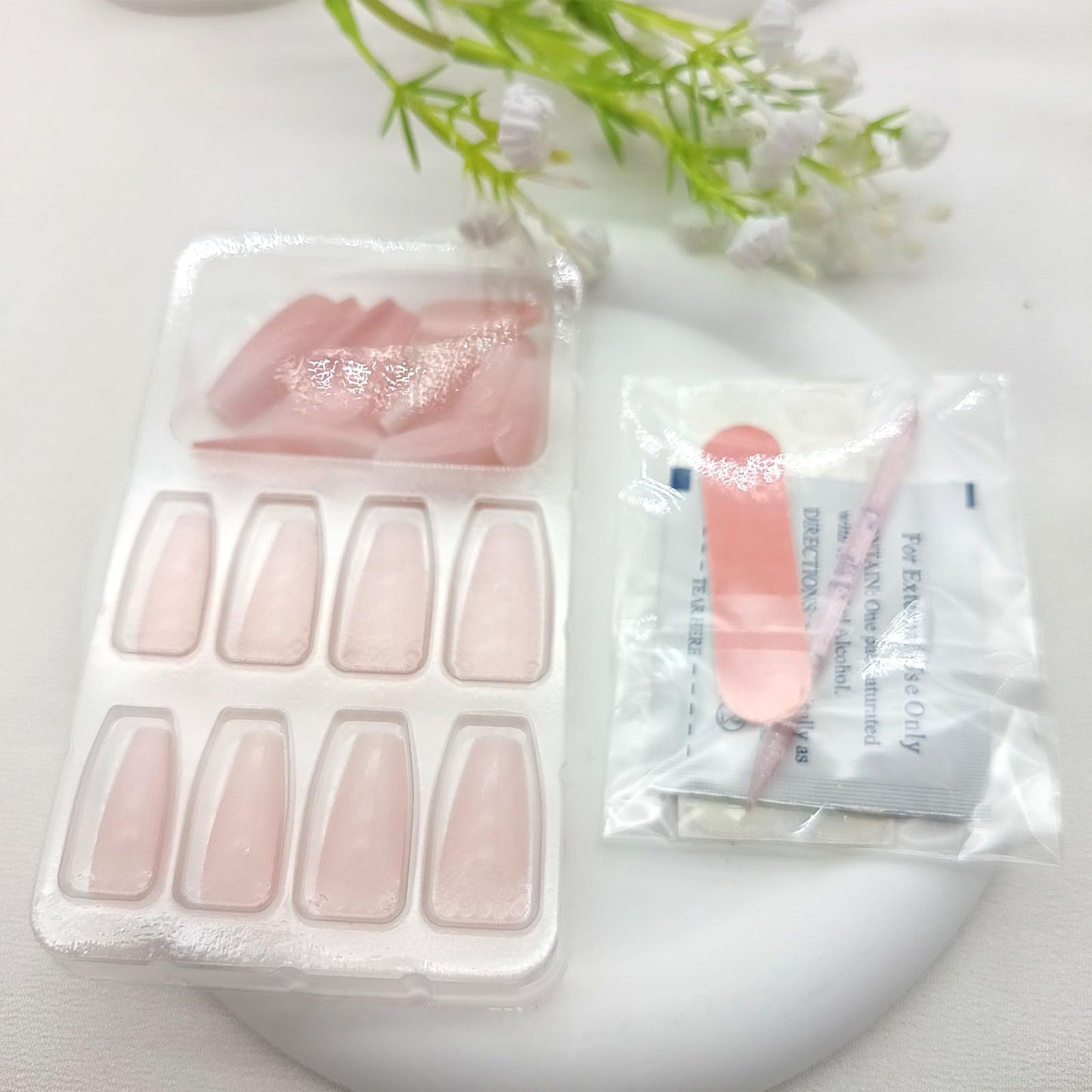 Solid Color Press on Nails Medium Coffin Fake Nails Pink Full Cover Glossy Glue on Nails Gradient Nails Press ons Cute Acrylic Artificial Stick on Nails for Women 24Pcs