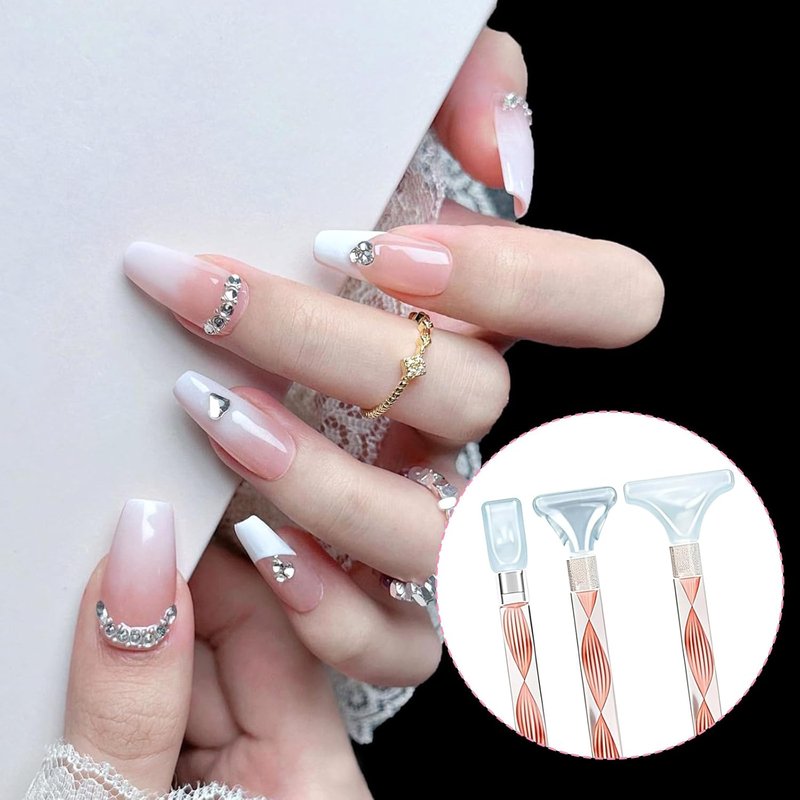 Rhinestone Pickup Tool Set - 3Pcs Dual-Ended Applicator Pens for DIY Nail Art | Shiny Diamond Dotting Tools