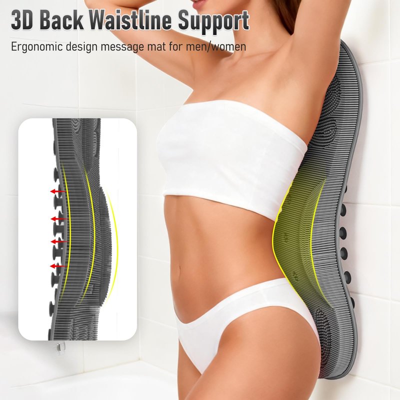EaTubano Wall Back Scrubber for Shower - Extra Large XXXL Foot Washer, Silicone Feet Back Massage Scrubber Cleaner Foot Toes Clean Pad Without Bending Non-Slip Suction Cups (Grey)