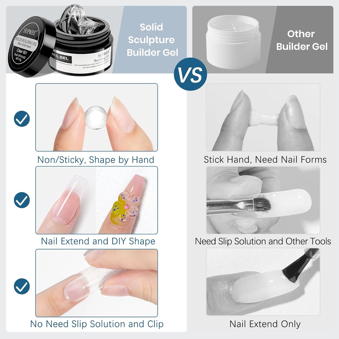 Skiennix Nail Extension Gel - 3D Hard Gel for Art & Sculpture | Pearl White Color for DIY Manicure