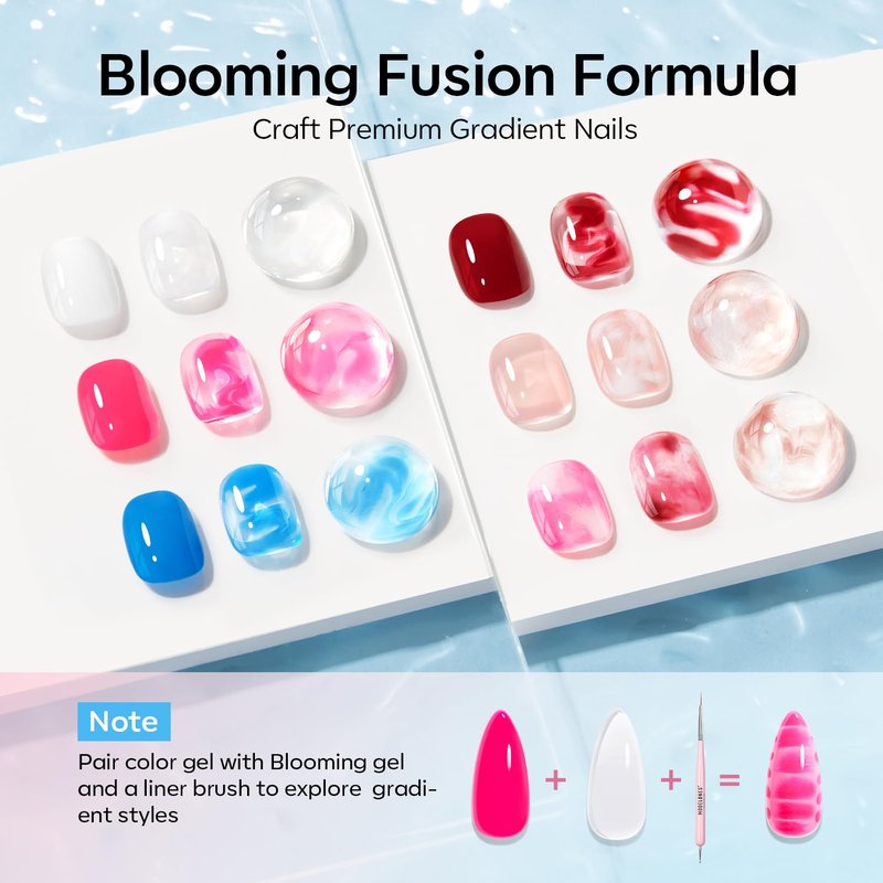 Modelones Gel Nail Polish Set - 6 Vibrant Colors for Summer | Hot Pink, Blue, Milky White & More with Nail Art Tools