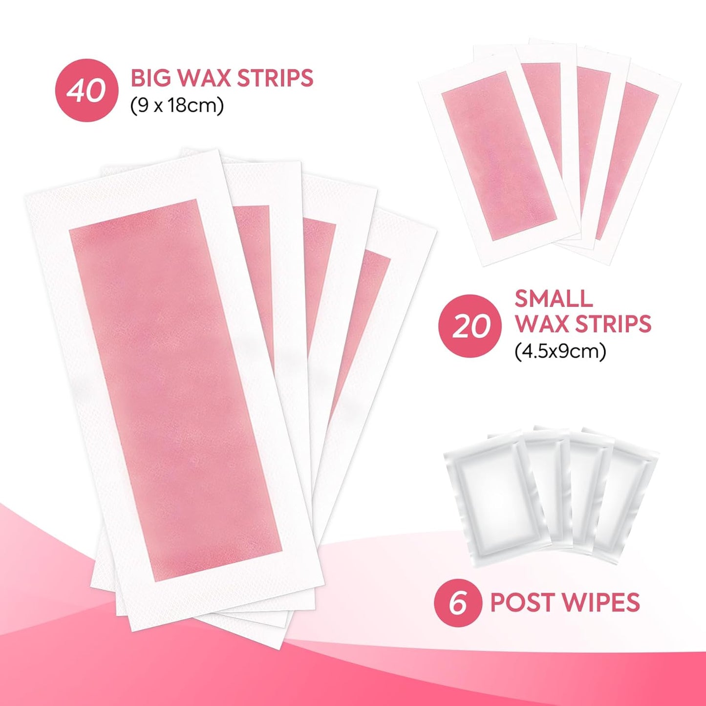Wax Strips for Hair Removal - 60 Count Body & Facial Waxing Strips | Smooth Skin for Arms, Legs, Underarms