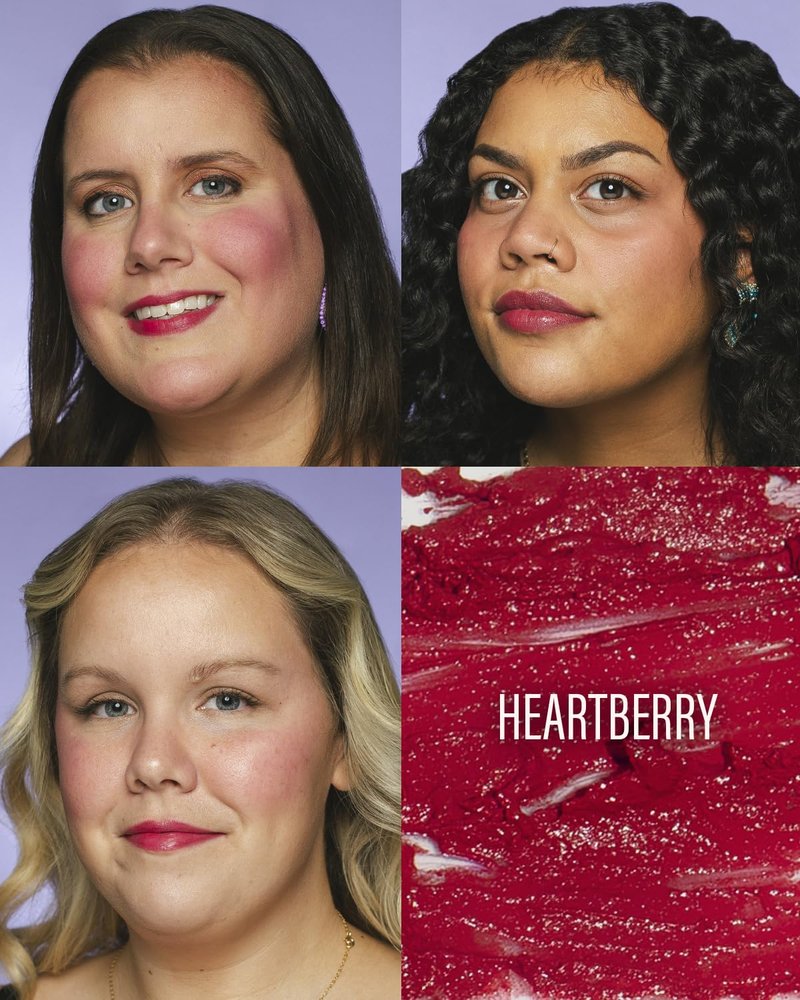 Cheekbone Courage Cream Lip & Cheek, Heartberry, Multi-Use Cream Color for Lips and Cheeks, Buildable, Pigmented Formula with Jojoba Oil, Recyclable Packaging, Vegan & Cruelty Free, 0.14 oz.