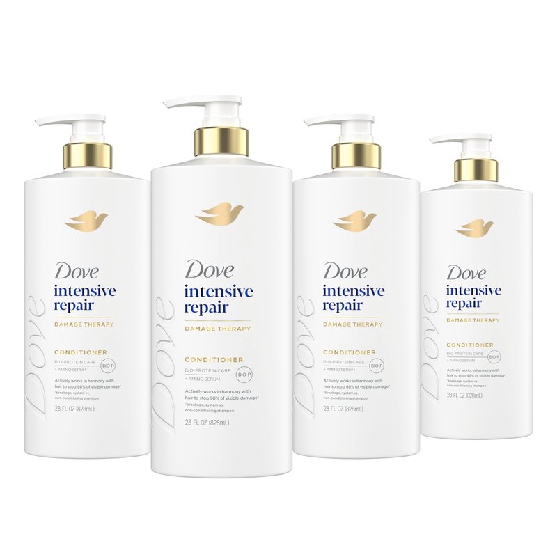 Dove Conditioner 4 Pack Intensive Repair for Damaged Hair with Bio-Protein Care Technology and Amino Serum 28 Fl Oz