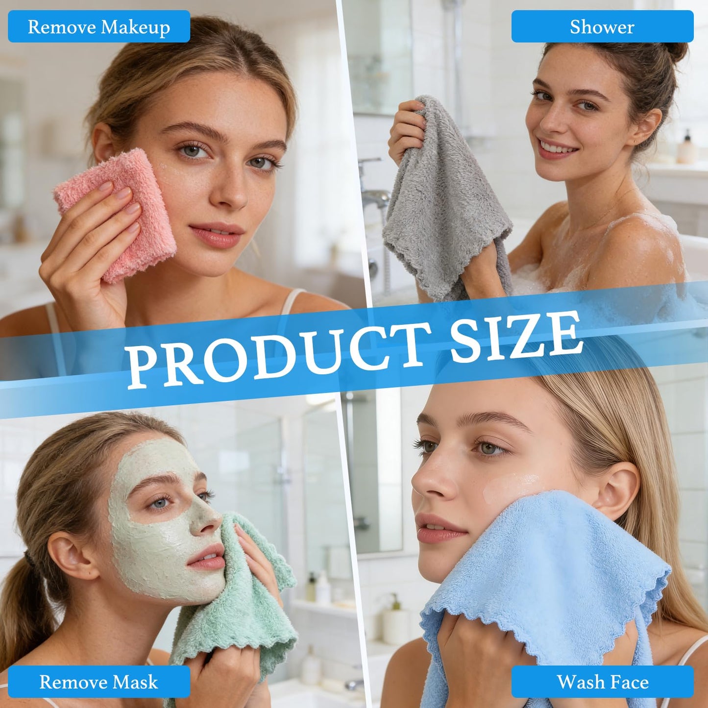Vermiels Makeup Remover Cloths 30 Pack, Soft Premium Coral Velvet Facial Cleansing Towels 7x7 Inch, Microfiber Reusable Washcloths for Face, Eye, LipsTowels Facial Cleansing Cloths for Women