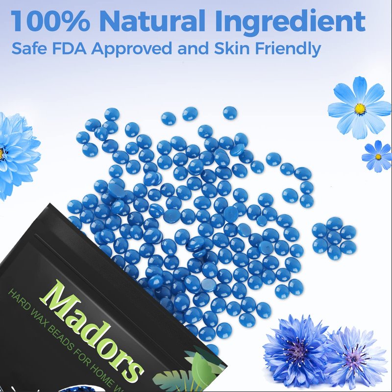 Madors Hard Wax Beads for Hair Removal -1lb/16oz Wax Beans Kit with 10 Wax applicator Sticks for Full Body, Facial, Brazilian Bikin,and legs…