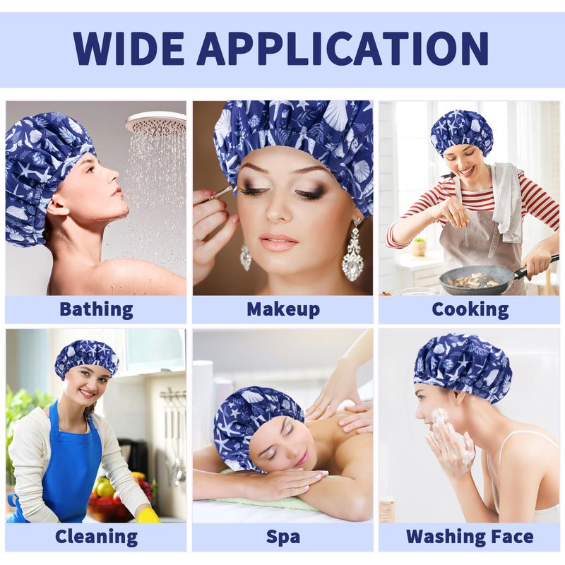 1 PCS Shower Cap, Double Layer & Adjustable Bathing Cap for Shower, Extra Large Reusable Hair Cap for Women, Waterproof Exterior & EVA Lining, Oversized Design for All Hair Lengths/Style