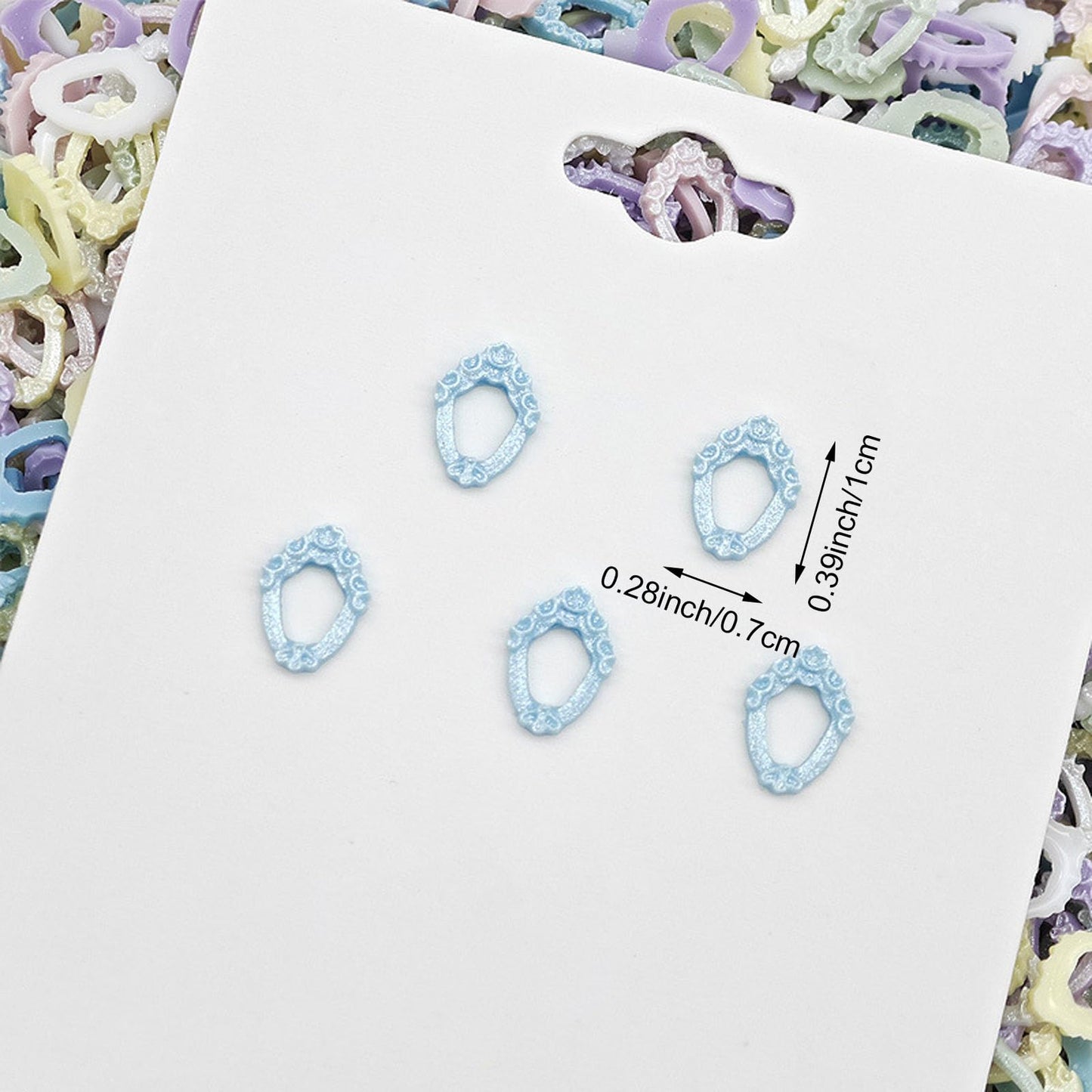 Victorian Frame Nail Charms, 150 Pieces, Yellow Pink Blue, 3D Nail Art Decorations
