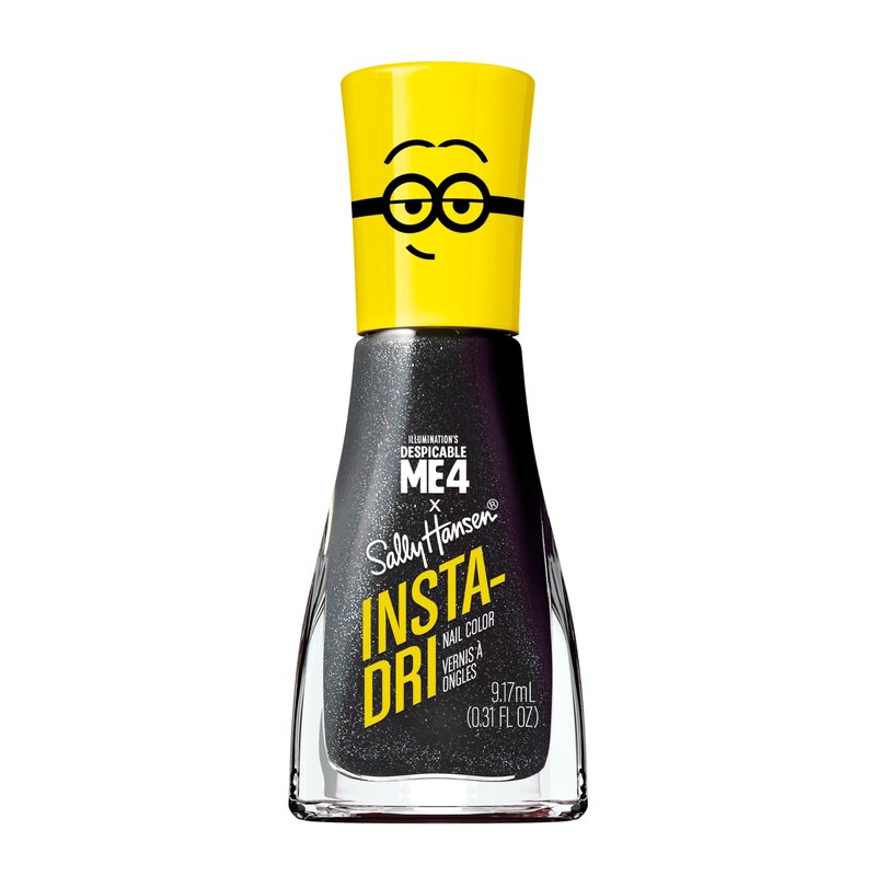 Sally Hansen Insta-Dri Despicable Me Nail Polish | Quick Dry, Long Lasting, Streak-Free Shine | Opaque, Glittery | 772 Deeply Despicable | Black Shimmer Nail Color