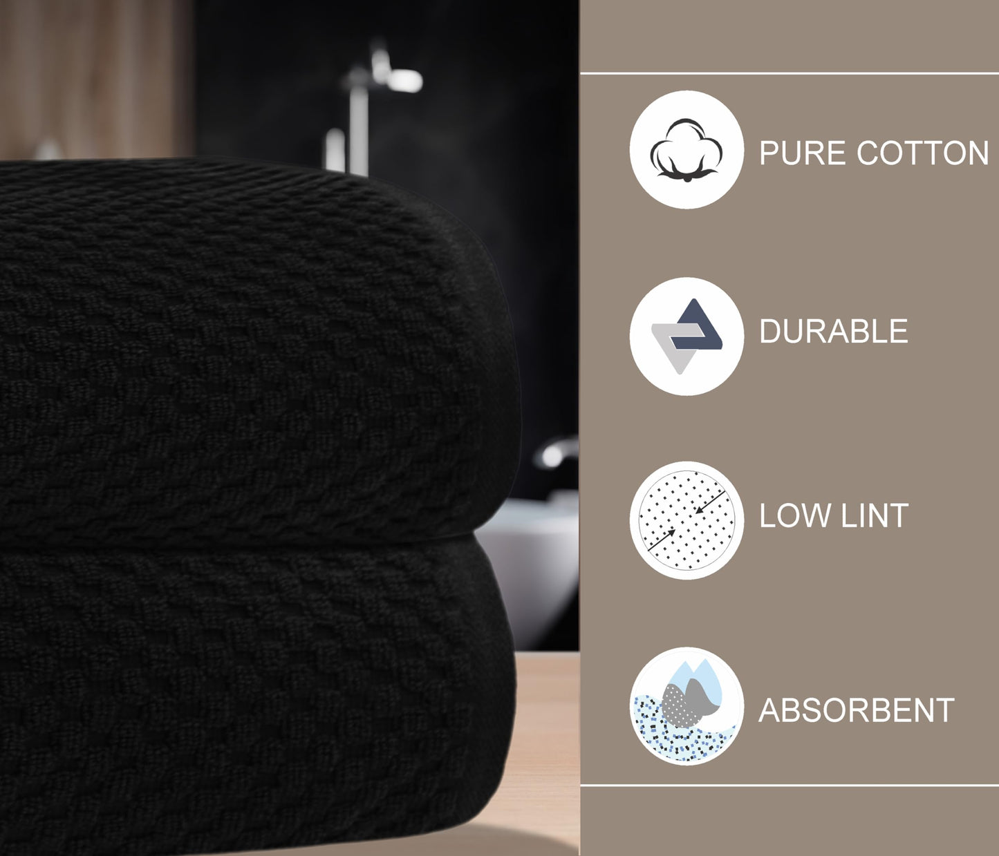 COTTON CRAFT Waffle Bath Sheets - Set of 2 Luxury Euro Spa Waffle Weave Bath Sheet Towels - 100% Ringspun Cotton Bath Sheet - Absorbent Quick Dry Bath Towel Sheet - Oversized 35 x 70 inches - Black