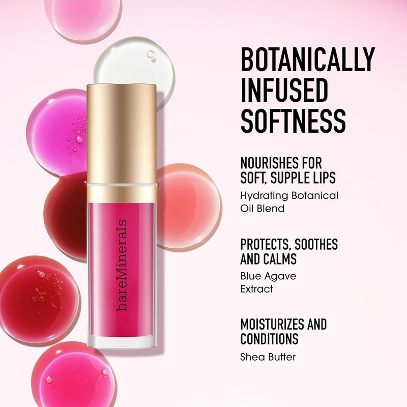 bareMinerals Nourishing Lip Oil - Ultra-Hydrating & Non-Sticky Formula with 9 Botanical Oils | Clean Vegan Hydration