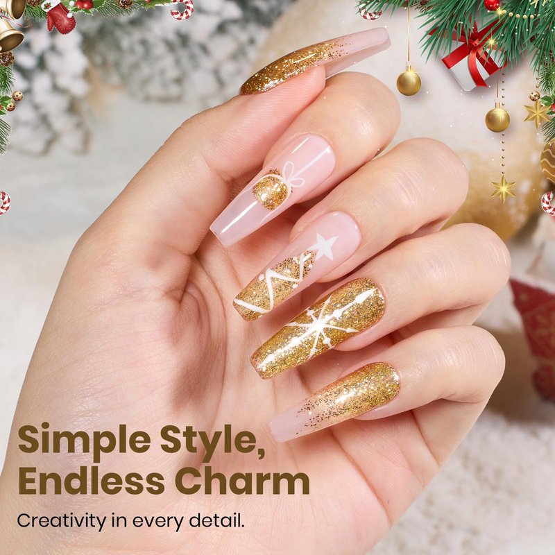 Beetles Gold Gel Nail Polish – Starlit Gold Sparkling Glitter Reflective Purple Gel Polish 15ml UV/LED Soak Off Long Lasting Nail Art Home DIY Salon