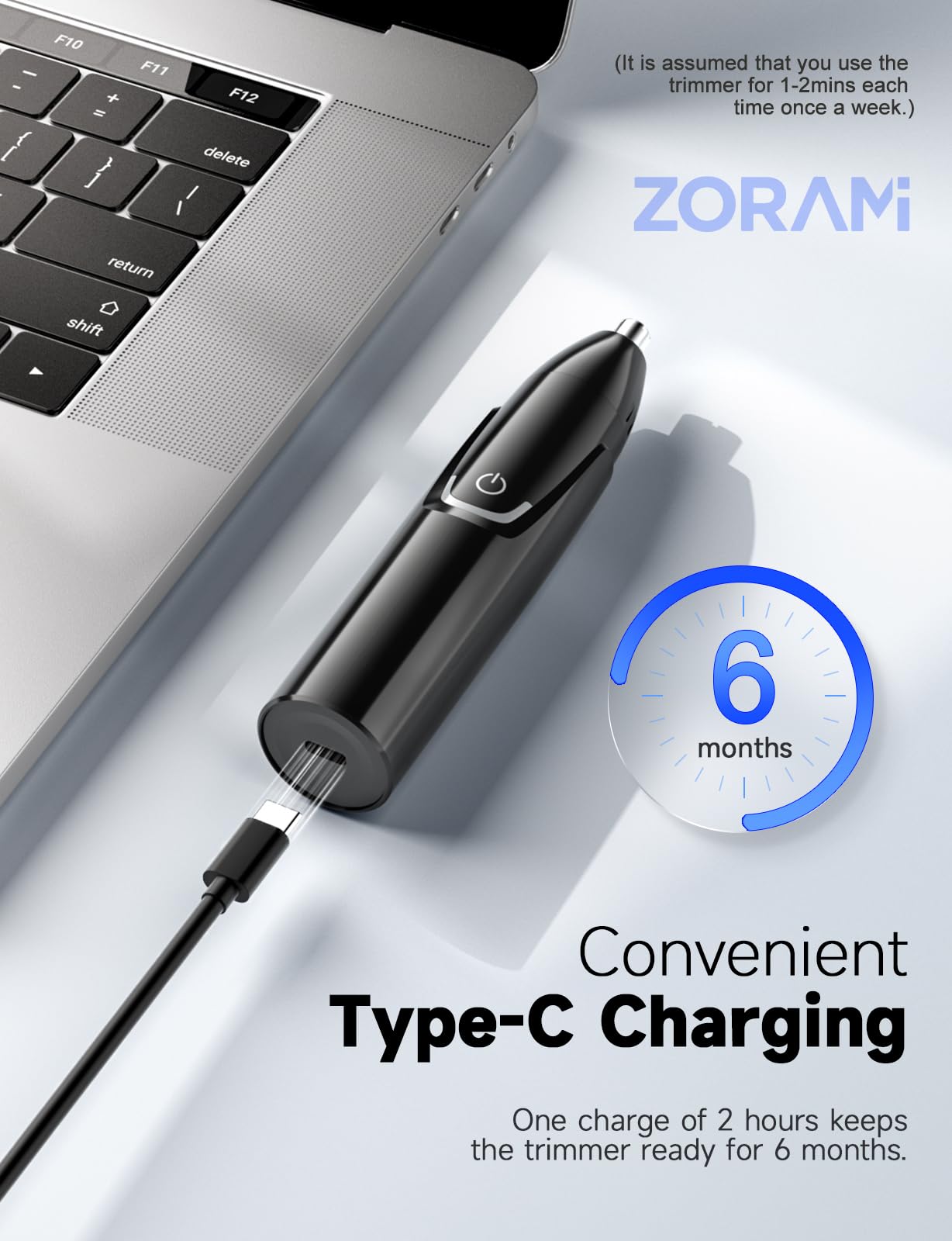 ZORAMI Rechargeable Ear and Nose Hair Trimmer - 2026 Professional Painless Eyebrow & Facial Hair Trimmer for Men Women, Powerful Motor and Dual-Edge Blades for Smoother Cutting Black