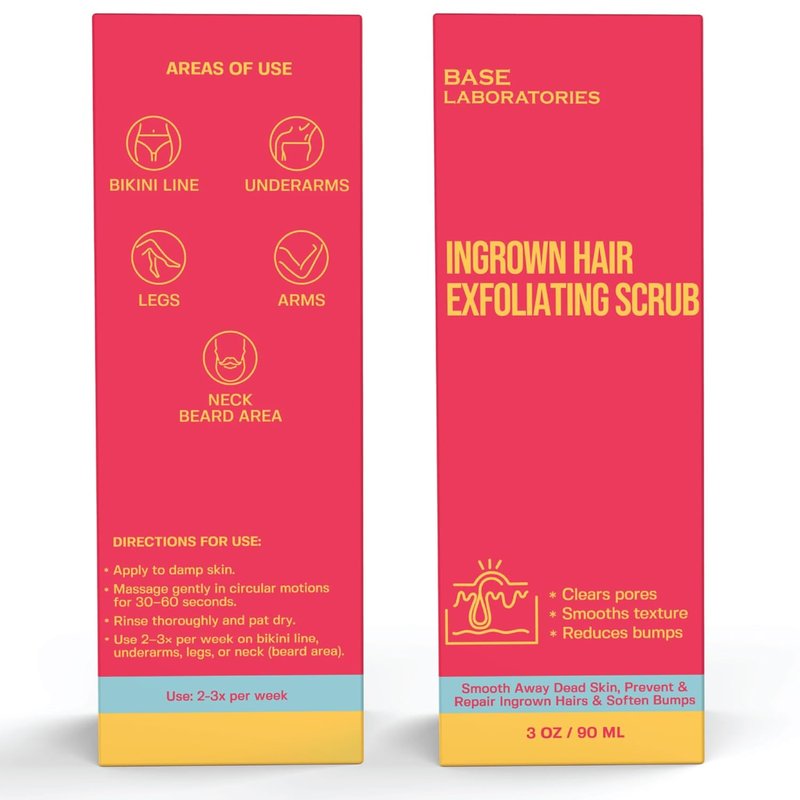 Base Laboratories Ingrown Hair Exfoliating Body Scrub - AHA+BHA Formula for Keratosis Pilaris - 3oz