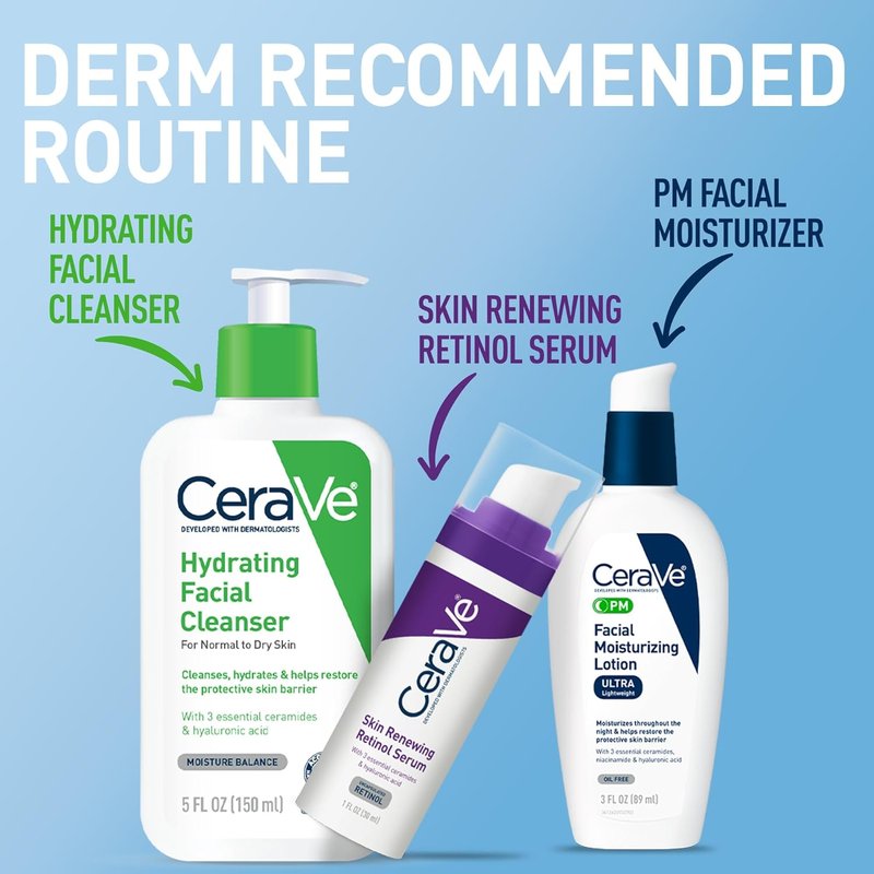 CeraVe PM Facial Moisturizing Lotion - Night Cream with Hyaluronic Acid & Niacinamide | Ultra-Lightweight, Oil-Free, 3 oz