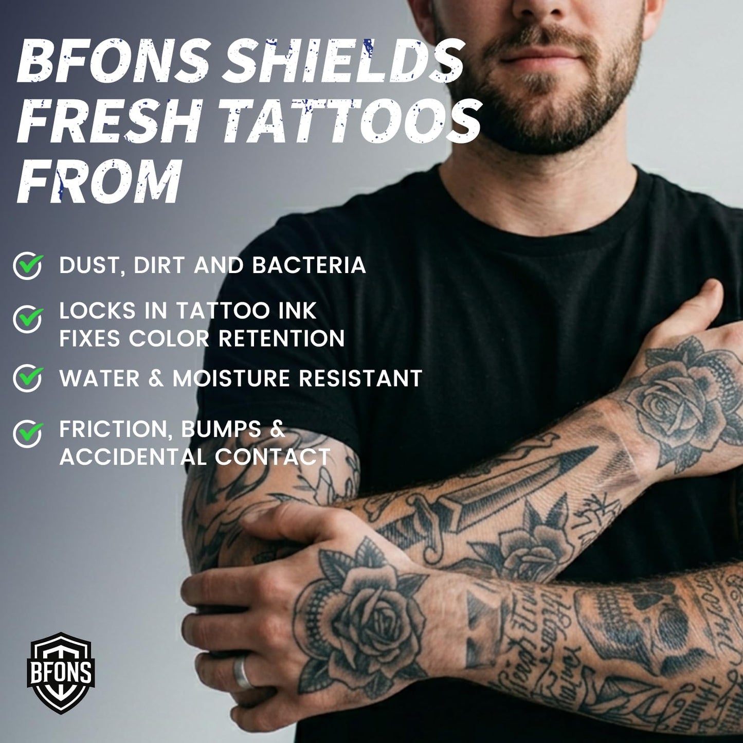BFONS Tattoo Aftercare Waterproof Bandages 6 in x 4.4 yd Tattoo Cover Up Tape, Tattoo Supplies Second Skin Bandage Flat Roll Transparent Film Wound Healing Protective Clear Sterile and Safe Bandages