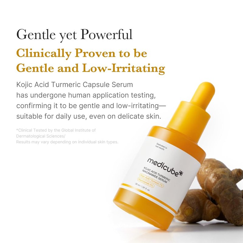 Kojic Acid Turmeric Clarifying Serum - Soothing & Brightening Facial Capsules | Niacinamide Hydration Support | 1.01 fl. oz