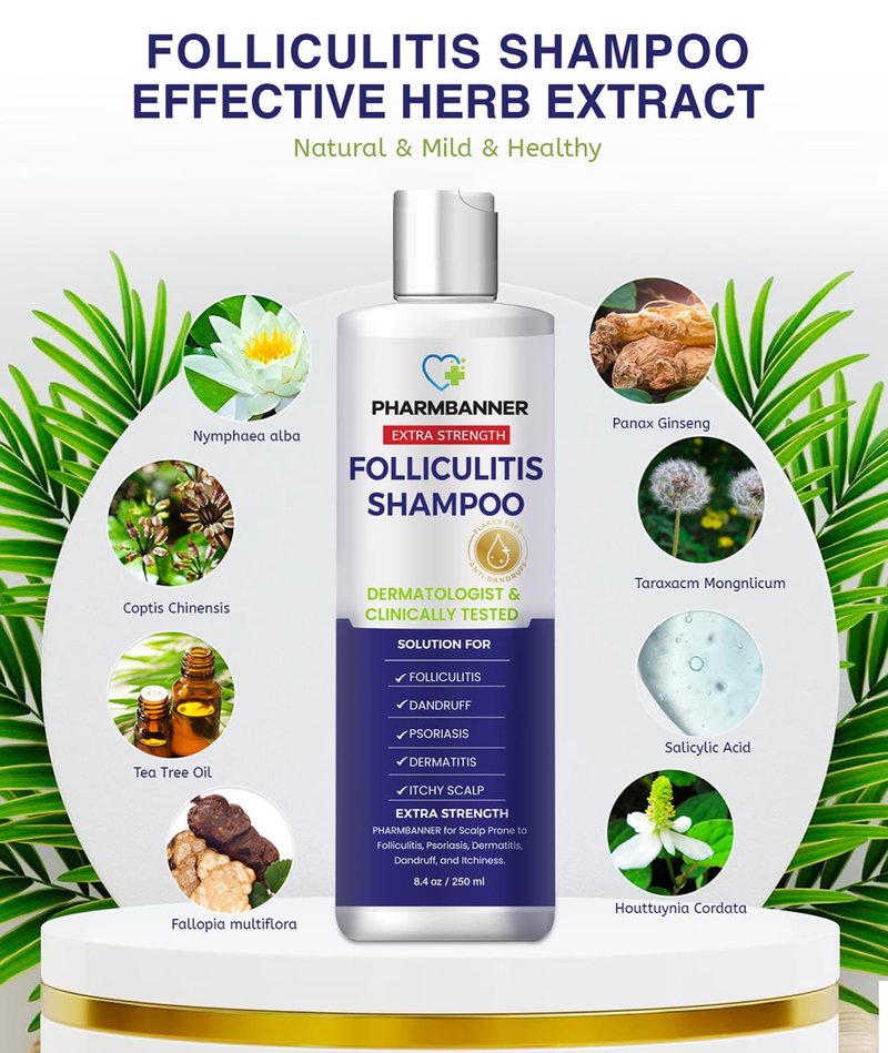 PHARMBANNER Anti-Fungal Shampoo for Itchy, Dry Scalp – Supports Scalp Health, Helps with Folliculitis, Seborrheic Dermatitis & Scalp Flaking-2 Pack