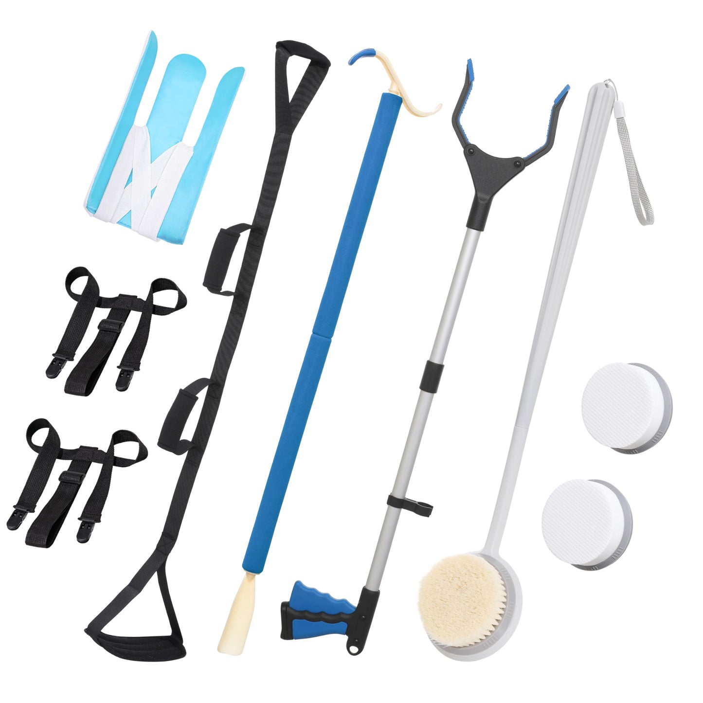 Fanwer 6-Piece Hip Kit for Seniors Total Hip Replacement - Leg Lifter, Sock Aid, Reach Grabber Tool, Dressing Stick, Back Brush and Lotion Applicator, Pants Helper, Hip Replacement Kit After Surgery