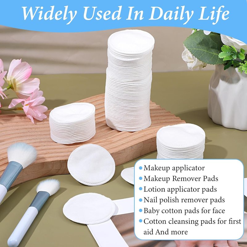 2000 Pcs Cotton Rounds by Premium - Soft Exfoliating Facial Pads for Makeup Removal | Double-Sided Toner Applicators