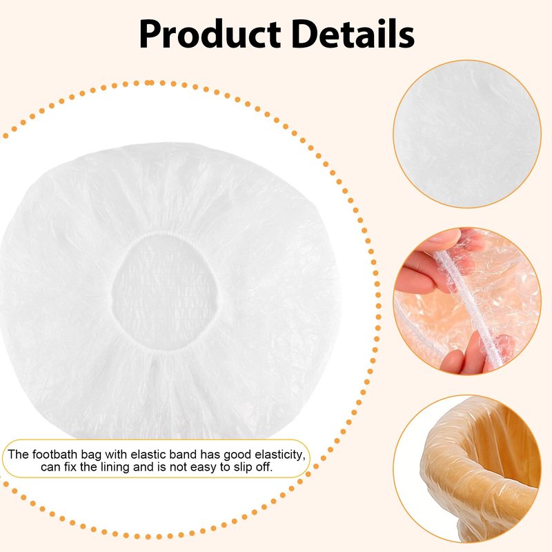20 Pcs Transparent Disposable Pedicure Liners, Unbreakable Foot Pads for Foot Spa and Pedicure, One Size Fits Most with Elastic Band for Hotel, Home Use, Cleanliness and Hygiene in Pedicure Treatments