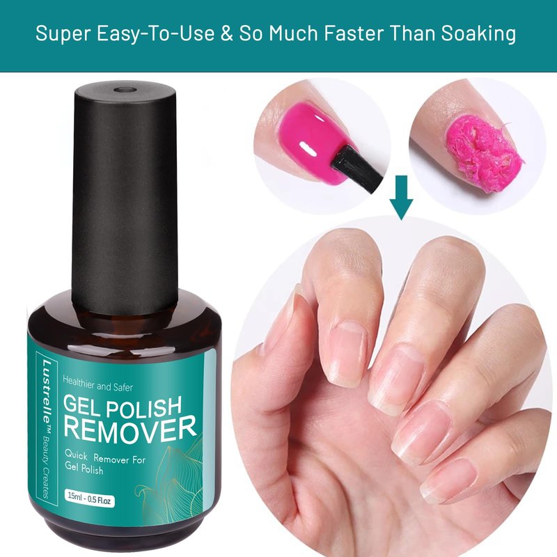 Lustrelle Gel Nail Polish Remover - Gel Polish Remover Professional 2-5 Minute, No Need Foil Soaking or Wrapping, Easily and quickly Nail Salon at Home