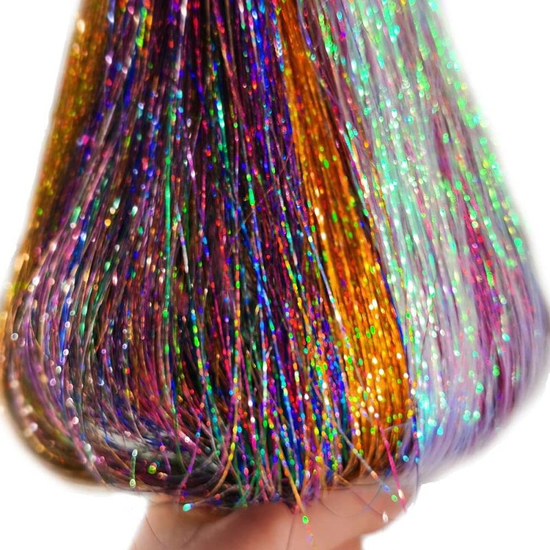 Hair Tinsel Kit With Tool - 4200 Strands, 12 Colors, Heat Resistant, Sparkling Shiny Highlights (48")