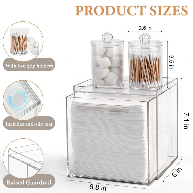 Disposable Face Towels Holder Compatible with Clean Skin Club Clean Towelettesl XL, Acrylic Box Bin with Drawer Bathroom Counter Storage for Vanity, Clear