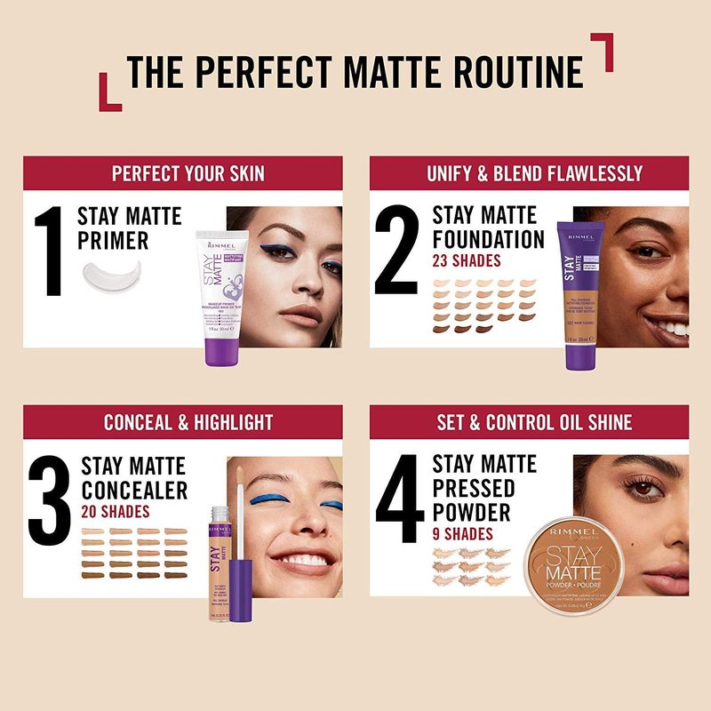 Rimmel London Stay Matte Liquid Mousse Foundation - Oil-Free, Shine Control, Lightweight | 201 Classic Beige, 1oz
