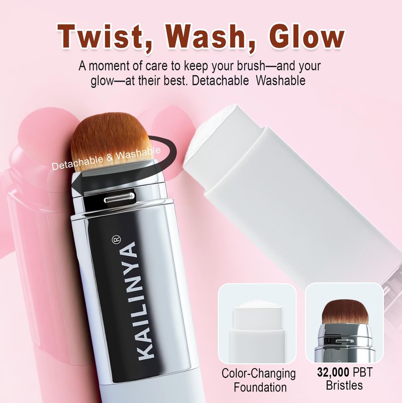 Korean Color Changing Foundation Stick with Brush for Lumine Skin, 2-in-1 Waterproof & Long-Lasting Hydrating Makeup, Dual-Ended Foundation & Concealer Stick, (201)
