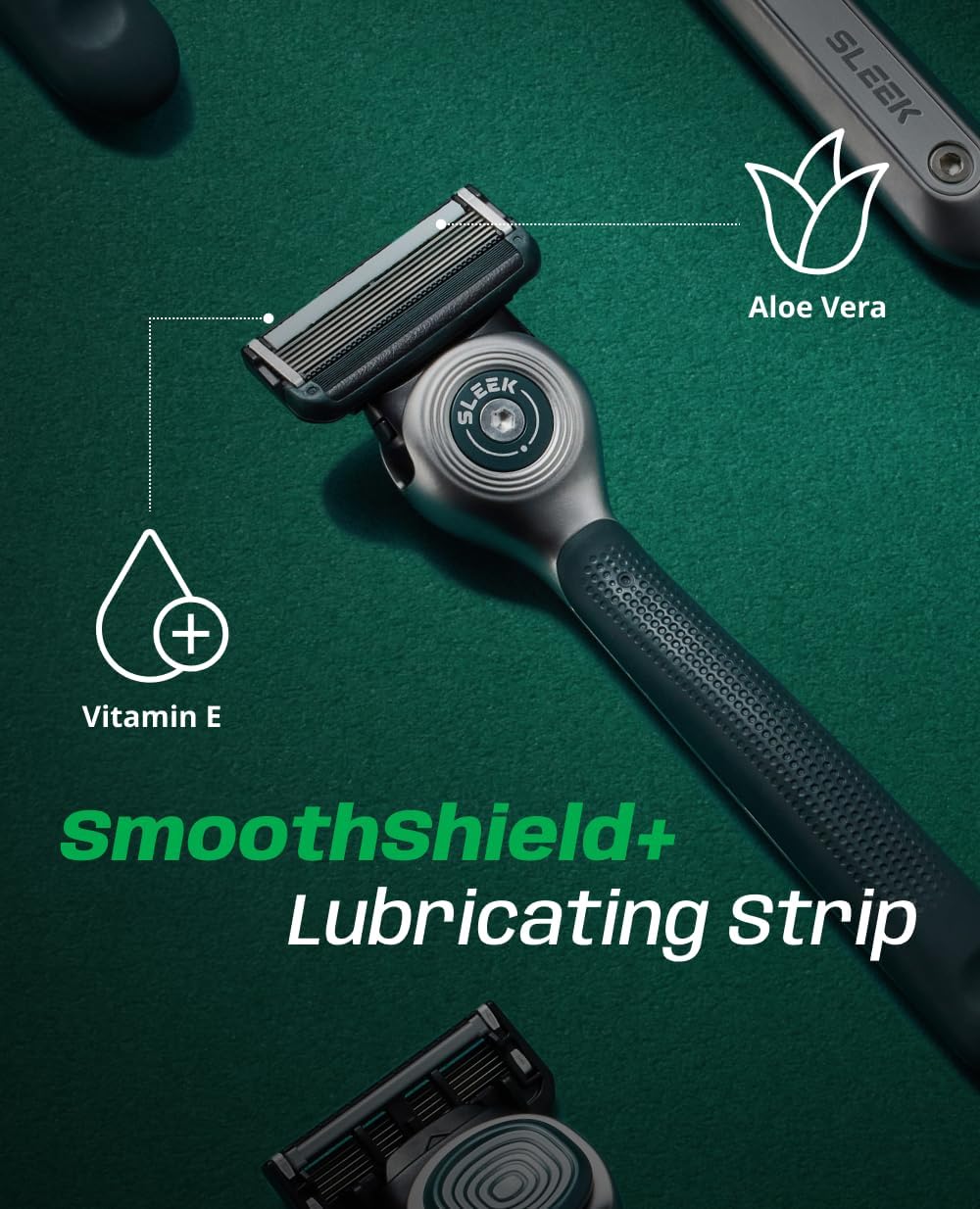 DORCO SLEEK 6 Blade Razor for Men with Multi-Flex Technology for a Smooth & Comfortable Shave | Cartridge Razor for Men, Razor Handle with Stand + 5 Cartridges