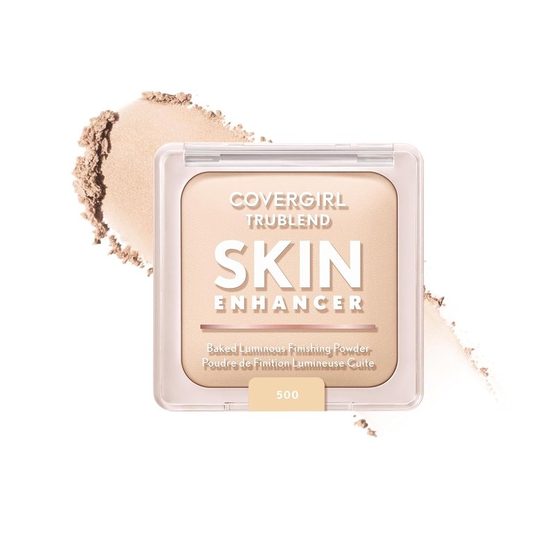 COVERGIRL TruBlend Skin Enhancer - Baked Luminous Face Powder with Hyaluronic Acid & White Rose Extract | 500 Sugar Cookie