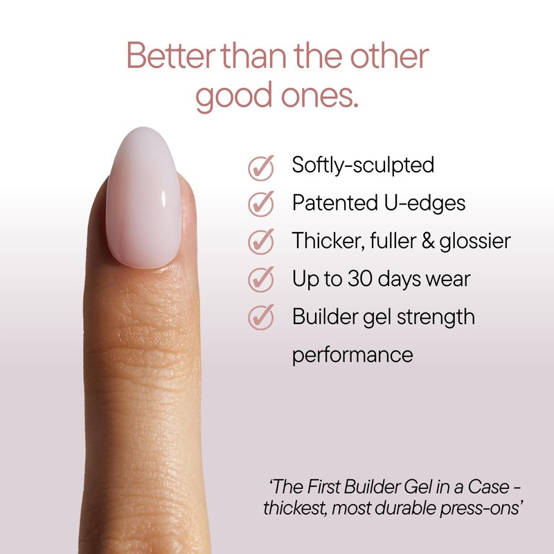 Celebritips Press On Nails - Salon U-ltimate™ | Bare Milk, Short Almond Nails, Reusable | 16 sizes - 32 Nails Kit with Glue and Sticky Tabs