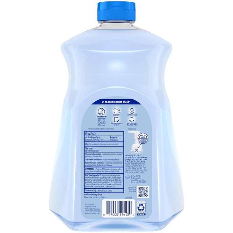 Dial Antibacterial Foaming Hand Soap - Aloe & Spring Water Scent, 52 Fl Oz Refill (Pack of 2)