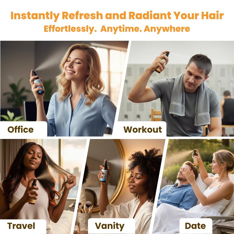 Ozenture Hair Perfume for Women - Amber Woody Hair Mist & Body Spray, Warm Lightweight Fragrance for Hair, Wigs & Fabric, Long-Lasting Travel Size Spray, 50mL