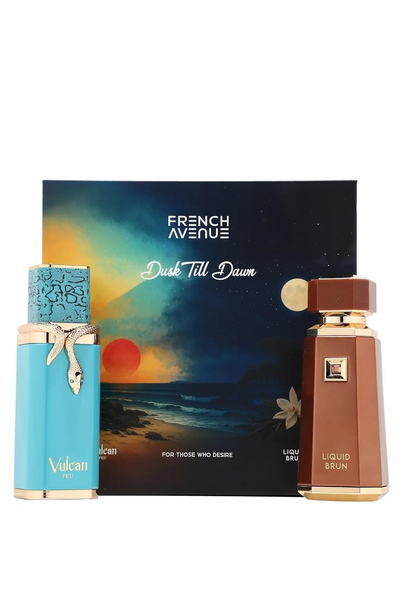 French Avenue Dusk Till Dawn Gift Set | Unisex Eau de Parfum Collection - 100ml Each, Vulcan Feu & Liquid Brun