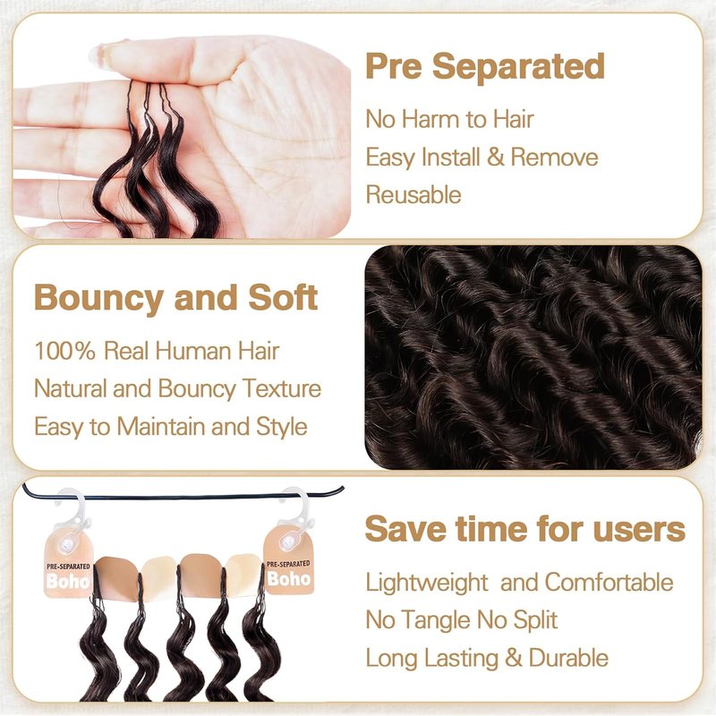 Miracle Knots Crochet Hair - Pre-Separated Deep Wave for Black Women | Easy Install, Lightweight, 14 Inch (2# Dark Brown)