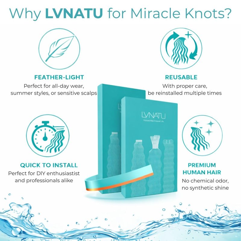 Lvnatu Feather Crochet Human Hair Deep Wave for Miracle Knots Boho Braids Black Women Pre Looped Reusable 100% Remy Human Hair Lightweight Pre Separated Invisible Strings 100 Strands 120g 20 Inch