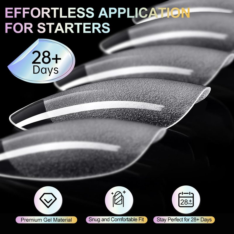 CyyaPeaap Medium Almond Nail Tips - 12 Sizes 240 PCS Half Matte Full Cover Clear Fake Nails Soft Gel Pre-shaped Press On False Nails Acrylic Soft Nail Tips Medium Extension Manicure DIY Gelly Tips